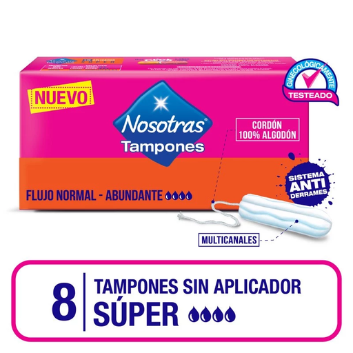 Tampones Sin Aplicador Nosotras Super X 8 Unidades